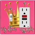 thumbnail image 1 of Metal Light Switch Wall Plate Outlet Cover (My Room My Rules Crown Pink Tilted - Single Toggle Single Rocker), 1 of 2