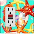 thumbnail image 1 of Metal Light Switch Wall Plate Outlet Cover (Ocean Sea Horse Star Fish Shell Teal - Single Rocker Single Toggle), 1 of 2