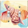 thumbnail image 1 of Metal Light Switch Wall Plate Outlet Cover (Ocean Sea Shell Conch Clam Beach Sand - Double Toggle), 1 of 2