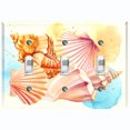 thumbnail image 1 of Metal Light Switch Wall Plate Outlet Cover (Ocean Sea Shell Conch Clam Beach Sand - Triple Toggle), 1 of 2