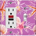 thumbnail image 1 of Metal Light Switch Wall Plate Outlet Cover (Ocean Sea Star Fish Shell Coral Clam Hot Pink - Single Rocker Single Toggle), 1 of 2