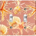 thumbnail image 1 of Metal Light Switch Wall Plate Outlet Cover (Ocean Sea Star Fish Shell Coral Clam Peach - Double Toggle), 1 of 2
