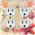 thumbnail image 1 of Metal Light Switch Wall Plate Outlet Cover (Ocean Sea Star Fish Shell Coral Clam Tan - Double Duplex), 1 of 2