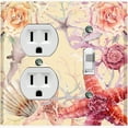 thumbnail image 1 of Metal Light Switch Wall Plate Outlet Cover (Ocean Sea Star Fish Shell Coral Clam Tan - Single Duplex Single Toggle), 1 of 2