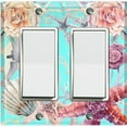 thumbnail image 1 of Metal Light Switch Wall Plate Outlet Cover (Ocean Sea Star Fish Shell Coral Clam Teal - Double Rocker), 1 of 2