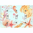 thumbnail image 1 of Metal Light Switch Wall Plate Outlet Cover (Ocean Star Fish Sea Shell Coral Reef Clam Blue - Triple Toggle), 1 of 2