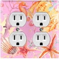 thumbnail image 1 of Metal Light Switch Wall Plate Outlet Cover (Ocean Star Fish Sea Shell Coral Reef Clam Pink - Double Duplex), 1 of 2