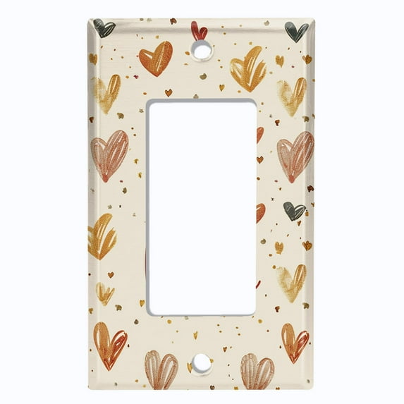 Metal Light Switch Wall Plate Outlet Cover (Pink Love Hearts - Single GFI/Rocker)