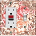 thumbnail image 1 of Metal Light Switch Wall Plate Outlet Cover (Pink Red Rose Bouquet Flower Light Brown - Single Rocker Single Toggle), 1 of 2