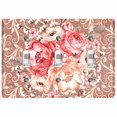 thumbnail image 1 of Metal Light Switch Wall Plate Outlet Cover (Pink Red Rose Bouquet Flower Light Brown - Triple Toggle), 1 of 2