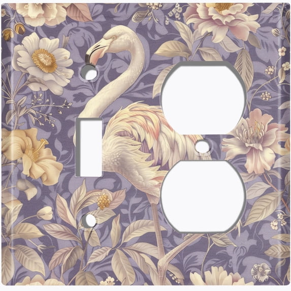 Metal Light Switch Wall Plate Outlet Cover (Printed Image of Abstract Flamingo - 2 Gang Toggle/Duplex)