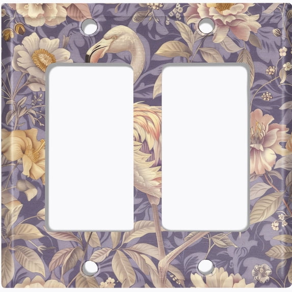 Metal Light Switch Wall Plate Outlet Cover (Printed Image of Abstract Flamingo - Double GFI/Rocker)