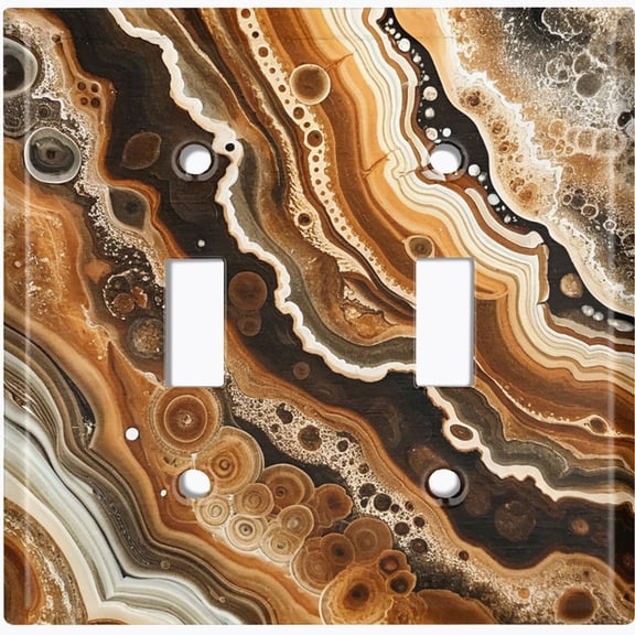 Metal Light Switch Wall Plate Outlet Cover (Printed Image of Abstract Geode and Marble Texture - Double Toggle)