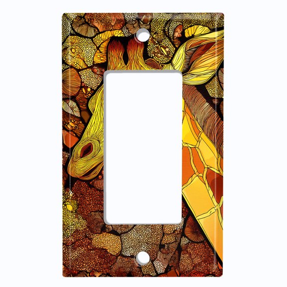 Metal Light Switch Wall Plate Outlet Cover (Printed Image of Abstract Giraffe Pattern - Single GFI/Rocker)