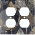thumbnail image 1 of Metal Light Switch Wall Plate Outlet Cover (Printed Image of Abstract Golden Tree - Double Duplex), 1 of 1