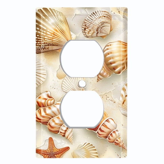 Metal Light Switch Wall Plate Outlet Cover (Printed Image of Abstract Ocean - Single Duplex)
