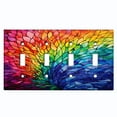 thumbnail image 1 of Metal Light Switch Wall Plate Outlet Cover (Printed Image of Abstract Stained Glass Flower - Quad Toggle), 1 of 1