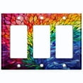 thumbnail image 1 of Metal Light Switch Wall Plate Outlet Cover (Printed Image of Abstract Stained Glass Flower - Triple GFI/Rocker), 1 of 1