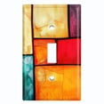 thumbnail image 1 of Metal Light Switch Wall Plate Outlet Cover (Printed Image of Abstract Stained Glass Panes - Single Toggle), 1 of 1
