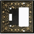 thumbnail image 1 of Metal Light Switch Wall Plate Outlet Cover (Printed Image of Gold Intricate Floral Frame - 2 Gang Toggle/GFI Rocker), 1 of 1