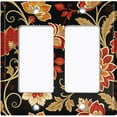 thumbnail image 1 of Metal Light Switch Wall Plate Outlet Cover (Printed Image of Art Deco Floral Pattern - Double GFI/Rocker), 1 of 1