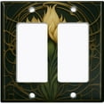 thumbnail image 1 of Metal Light Switch Wall Plate Outlet Cover (Printed Image of Art Deco Tulips - Double GFI/Rocker), 1 of 1