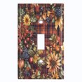 thumbnail image 1 of Metal Light Switch Wall Plate Outlet Cover (Printed Image of Autumn Floral Plaid Cloth - Single Toggle), 1 of 1