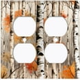 thumbnail image 1 of Metal Light Switch Wall Plate Outlet Cover (Printed Image of Birch Tree Forest - Double Duplex), 1 of 1