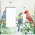 thumbnail image 1 of Metal Light Switch Wall Plate Outlet Cover (Printed Image of Birds on Branch - 2 Gang GFI Rocker/Toggle), 1 of 1