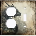 thumbnail image 1 of Metal Light Switch Wall Plate Outlet Cover (Printed Image of Black Dragon - 2 Gang Duplex/Toggle), 1 of 1