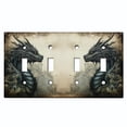 thumbnail image 1 of Metal Light Switch Wall Plate Outlet Cover (Printed Image of Black Dragon - Quad Toggle), 1 of 1