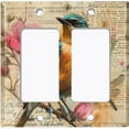 thumbnail image 1 of Metal Light Switch Wall Plate Outlet Cover (Printed Image of Blue Bird Scrapbook Art - Double GFI/Rocker), 1 of 1