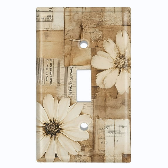 Metal Light Switch Wall Plate Outlet Cover (Printed Image of Botanical Journal - Single Toggle)