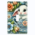 thumbnail image 1 of Metal Light Switch Wall Plate Outlet Cover (Printed Image of Bunny in Tea Cup - Single Toggle), 1 of 1