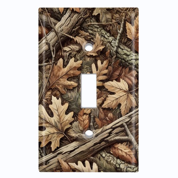 Metal Light Switch Wall Plate Outlet Cover (Printed Image of Camo Foliage - Single Toggle)