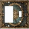 thumbnail image 1 of Metal Light Switch Wall Plate Outlet Cover (Printed Image of Celestial Frame Mandala - 2 Gang GFI Rocker/Toggle), 1 of 1