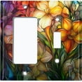 thumbnail image 1 of Metal Light Switch Wall Plate Outlet Cover (Printed Image of Colorful Flowers - 2 Gang GFI Rocker/Toggle), 1 of 1
