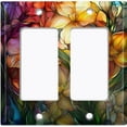 thumbnail image 1 of Metal Light Switch Wall Plate Outlet Cover (Printed Image of Colorful Flowers - Double GFI/Rocker), 1 of 1
