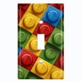 thumbnail image 1 of Metal Light Switch Wall Plate Outlet Cover (Printed Image of Colorful Toy Bricks - Single Toggle), 1 of 1