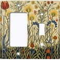 thumbnail image 1 of Metal Light Switch Wall Plate Outlet Cover (Printed Image of Vintage Flowers - 2 Gang GFI Rocker/Toggle), 1 of 1