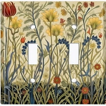 Metal Light Switch Wall Plate Outlet Cover (Printed Image of Vintage Flowers - Double Toggle)