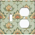 thumbnail image 1 of Metal Light Switch Wall Plate Outlet Cover (Printed Image of Damask Moroccan Flower Pattern - 2 Gang Toggle/Duplex), 1 of 1