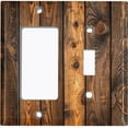 thumbnail image 1 of Metal Light Switch Wall Plate Outlet Cover (Printed Image of Dark Rustic Wood Planks - 2 Gang GFI Rocker/Toggle), 1 of 1