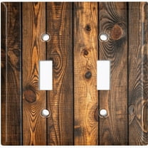 Metal Light Switch Wall Plate Outlet Cover (Printed Image of Dark Rustic Wood Planks - Double Toggle)