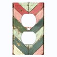 thumbnail image 1 of Metal Light Switch Wall Plate Outlet Cover (Printed Image of Distressed Colorful Wood Texture - Single Duplex), 1 of 1