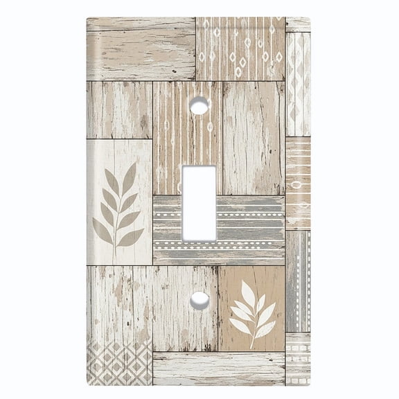 Metal Light Switch Wall Plate Outlet Cover (Printed Image of Distressed Patchwork - Single Toggle)