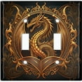 thumbnail image 1 of Metal Light Switch Wall Plate Outlet Cover (Printed Image of Dragon Crest - Double Toggle), 1 of 1