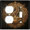thumbnail image 1 of Metal Light Switch Wall Plate Outlet Cover (Printed Image of Dragon Emblem - 2 Gang Duplex/Toggle), 1 of 1