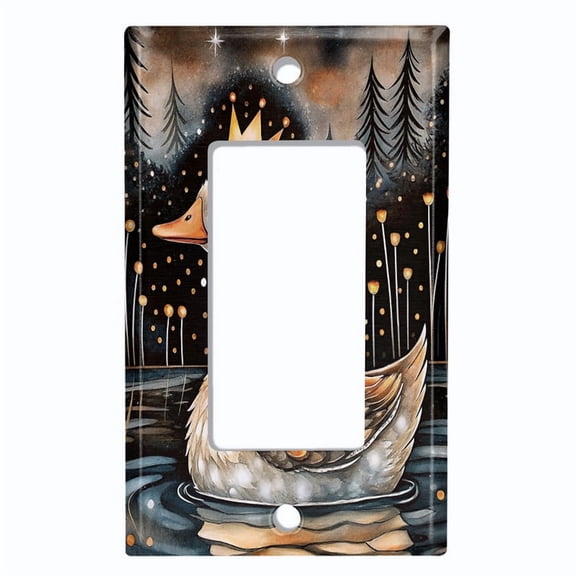 Metal Light Switch Wall Plate Outlet Cover (Printed Image of Duck King - Single GFI/Rocker)