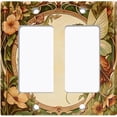 thumbnail image 1 of Metal Light Switch Wall Plate Outlet Cover (Printed Image of Fairy with Floral Border - Double GFI/Rocker), 1 of 1